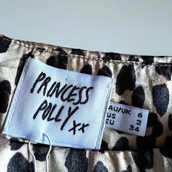 Princess Polly Leopard Print Skirt Jemima Grace Mini 2 Satin Lined Brown NWT - Picture 6 of 6